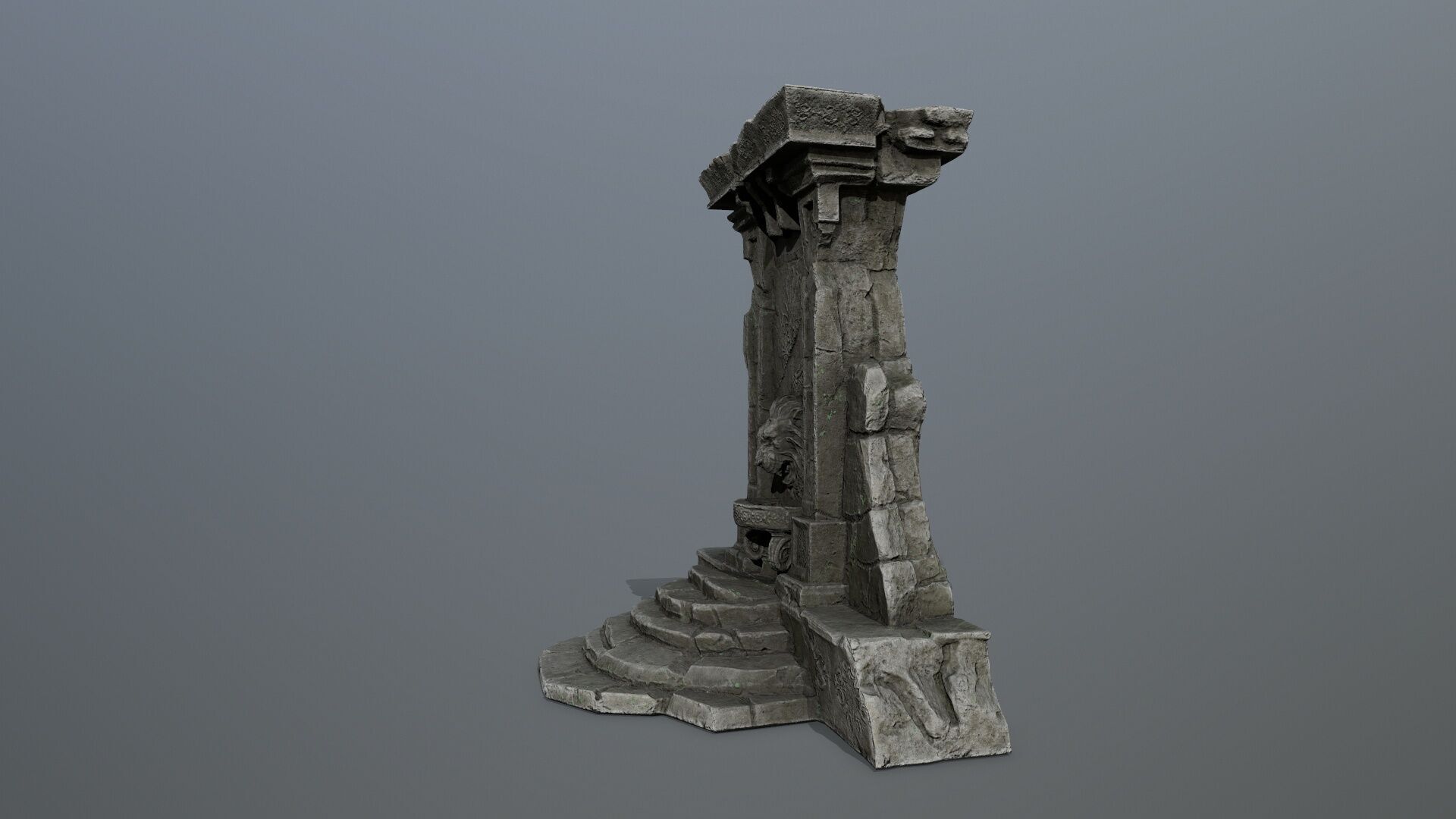 Lion fountain Low-poly 3D model_6