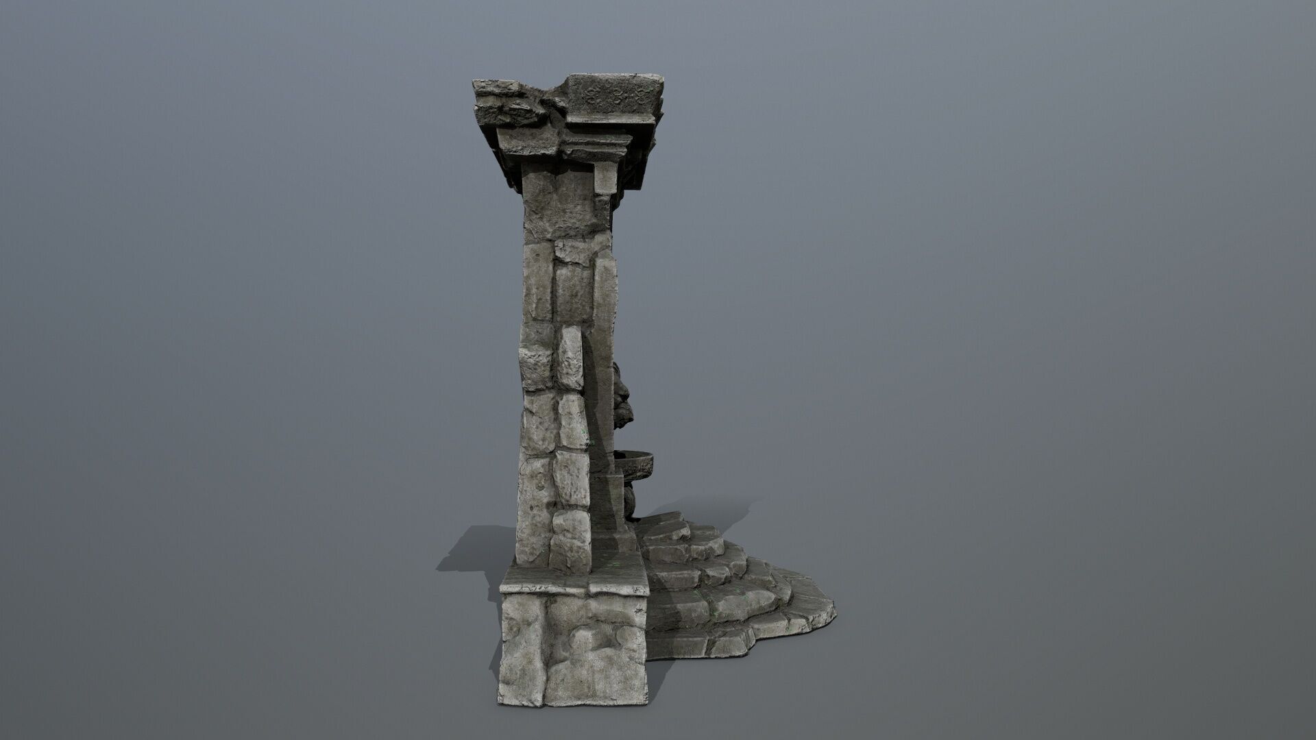 Lion fountain Low-poly 3D model_11