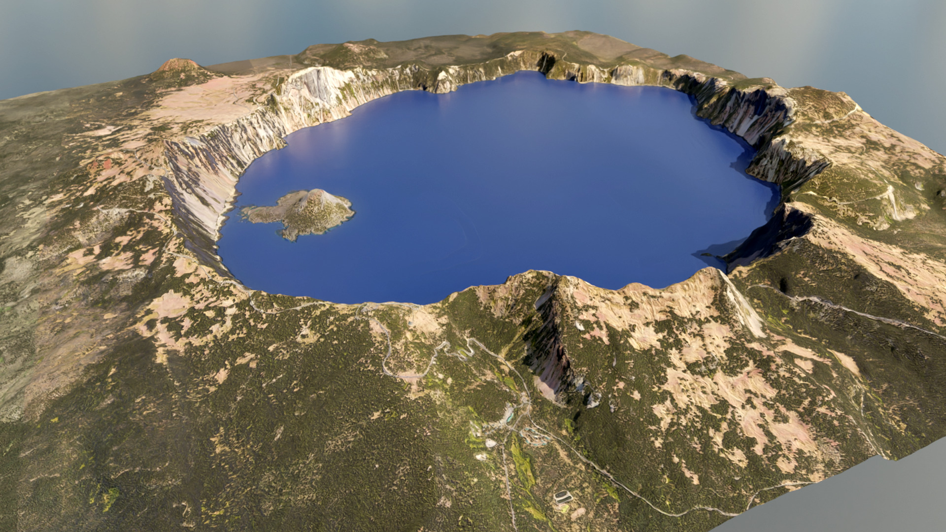 Crater Lake Terrain Low-poly 3D model_1