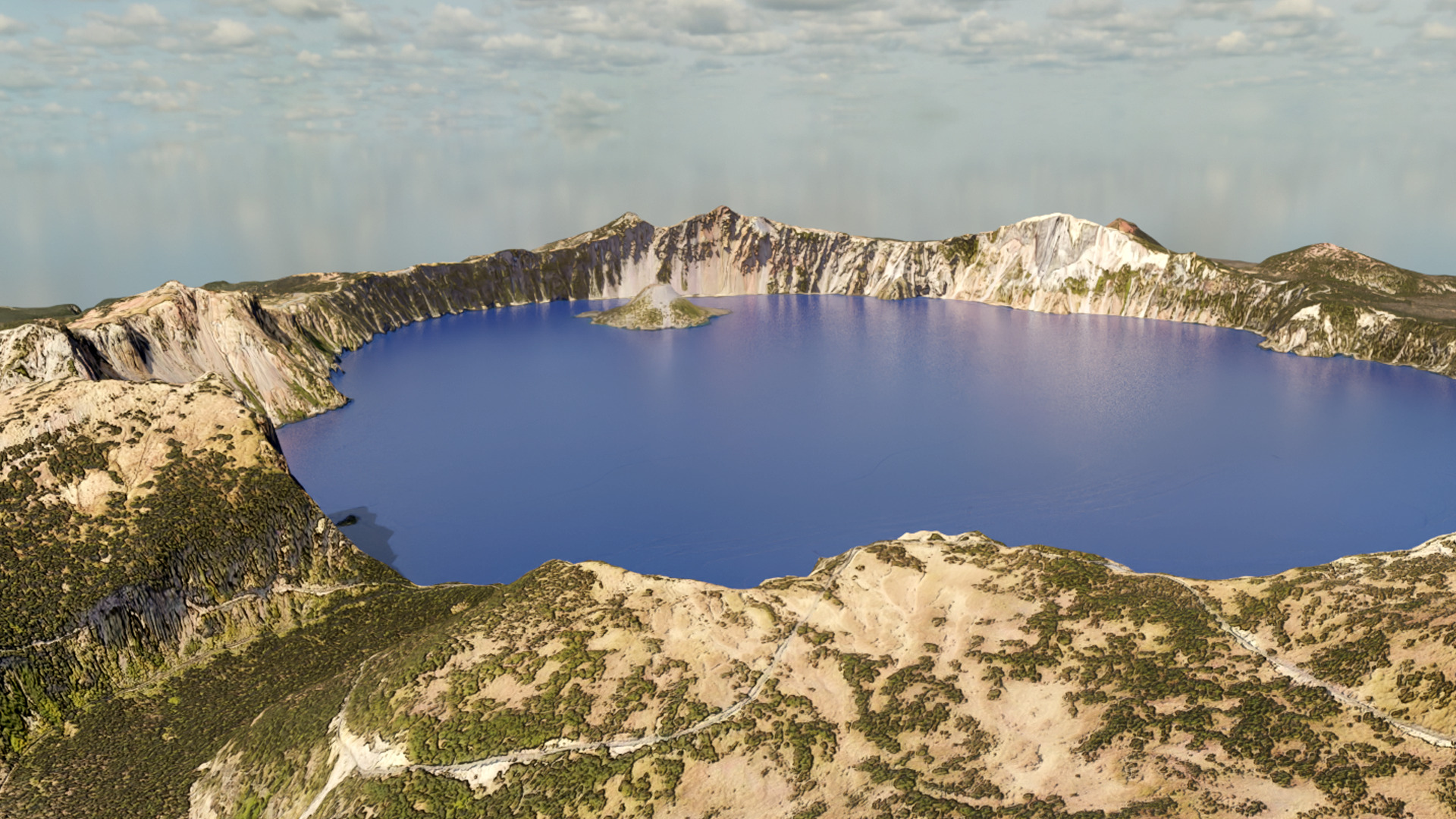 Crater Lake Terrain Low-poly 3D model_2