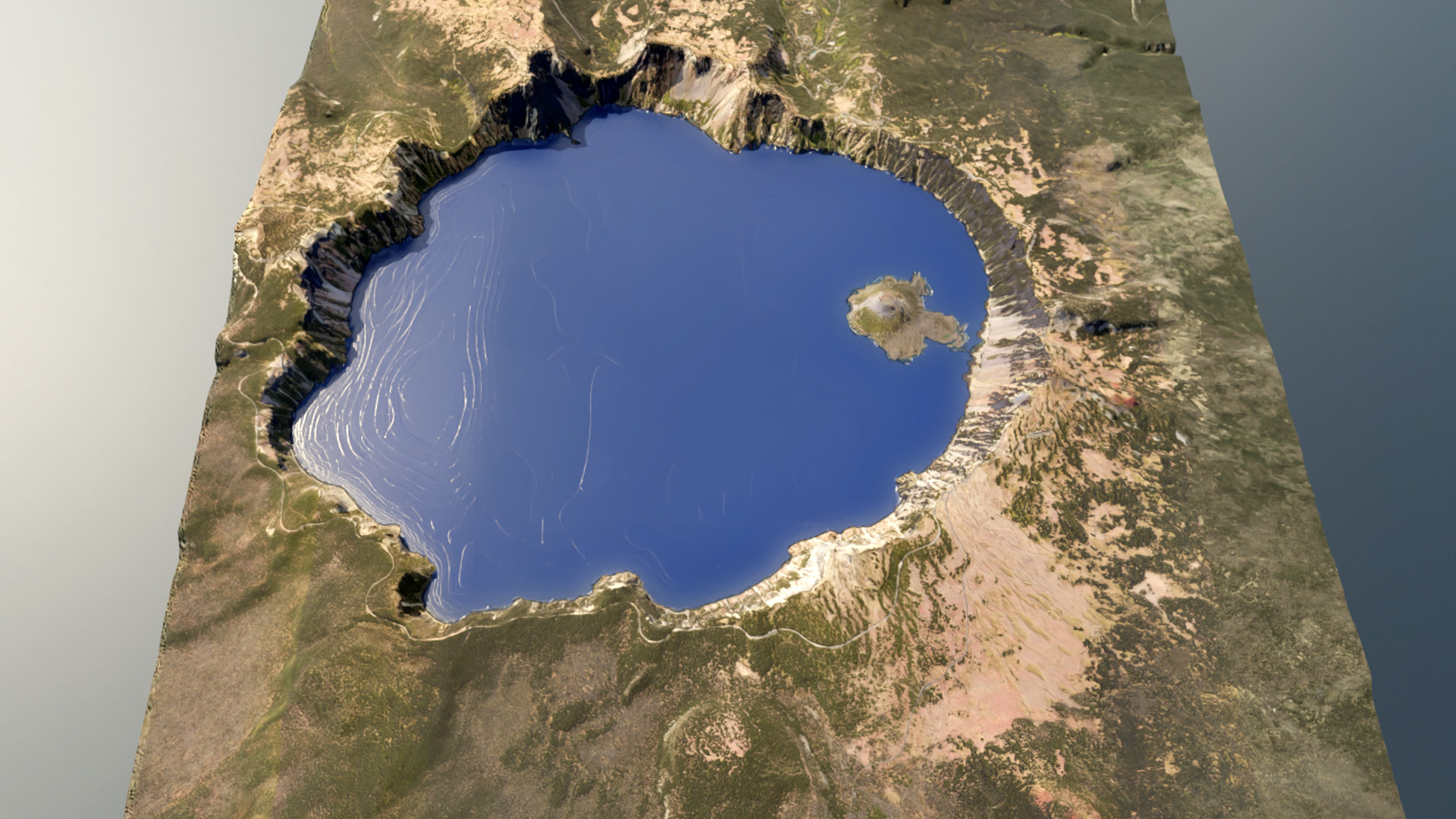 Crater Lake Terrain Low-poly 3D model_3