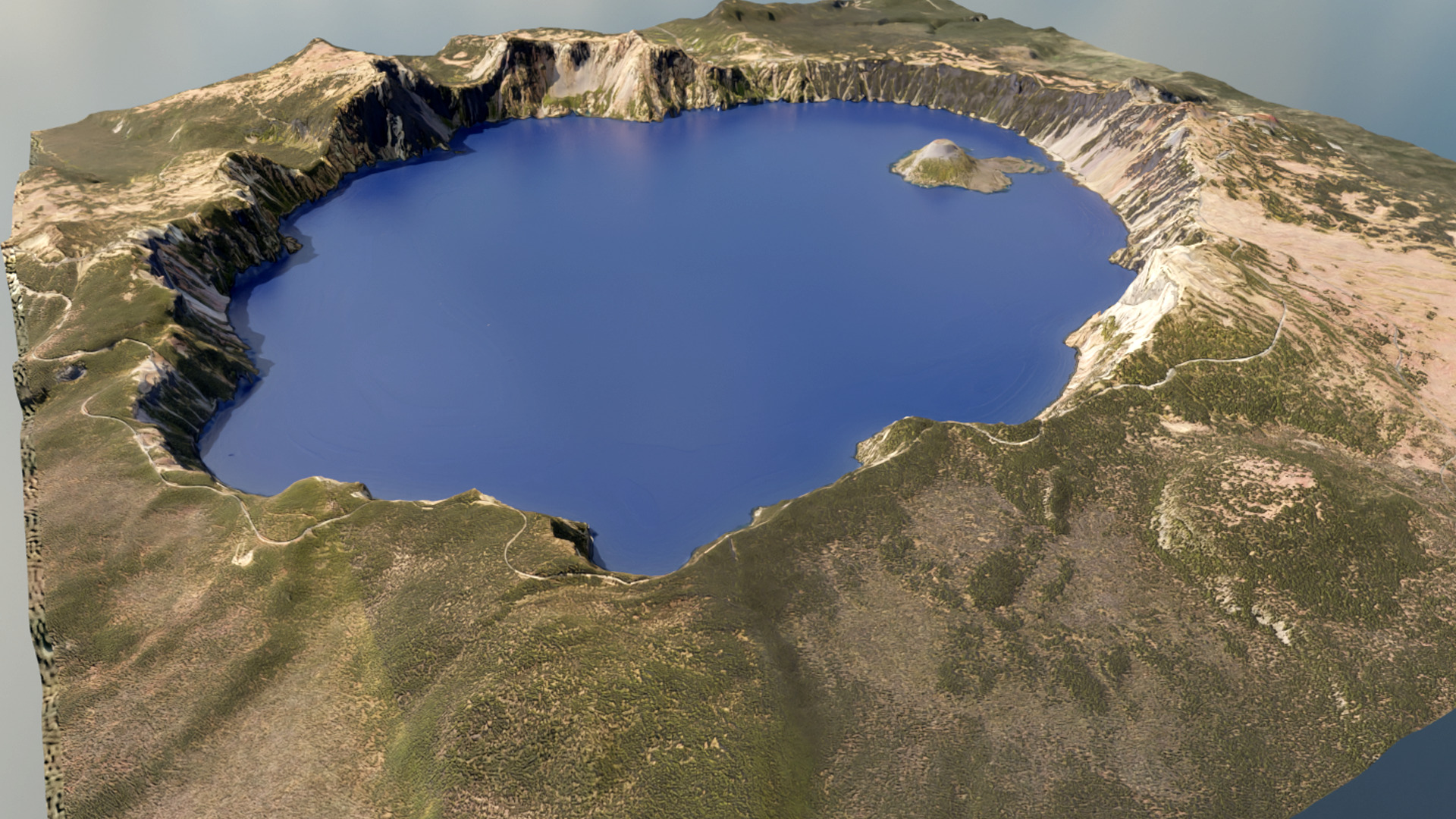 Crater Lake Terrain Low-poly 3D model_4
