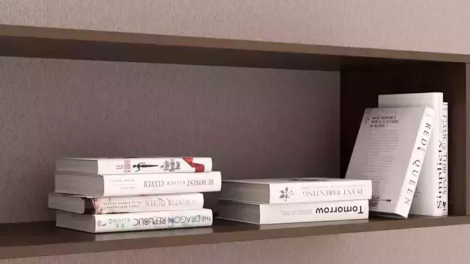 3D model of white hardcover books  3D model