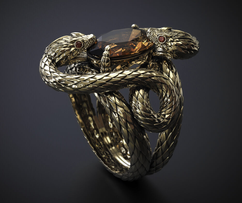 A RING WITH TWO SNAKES 3D print model_1