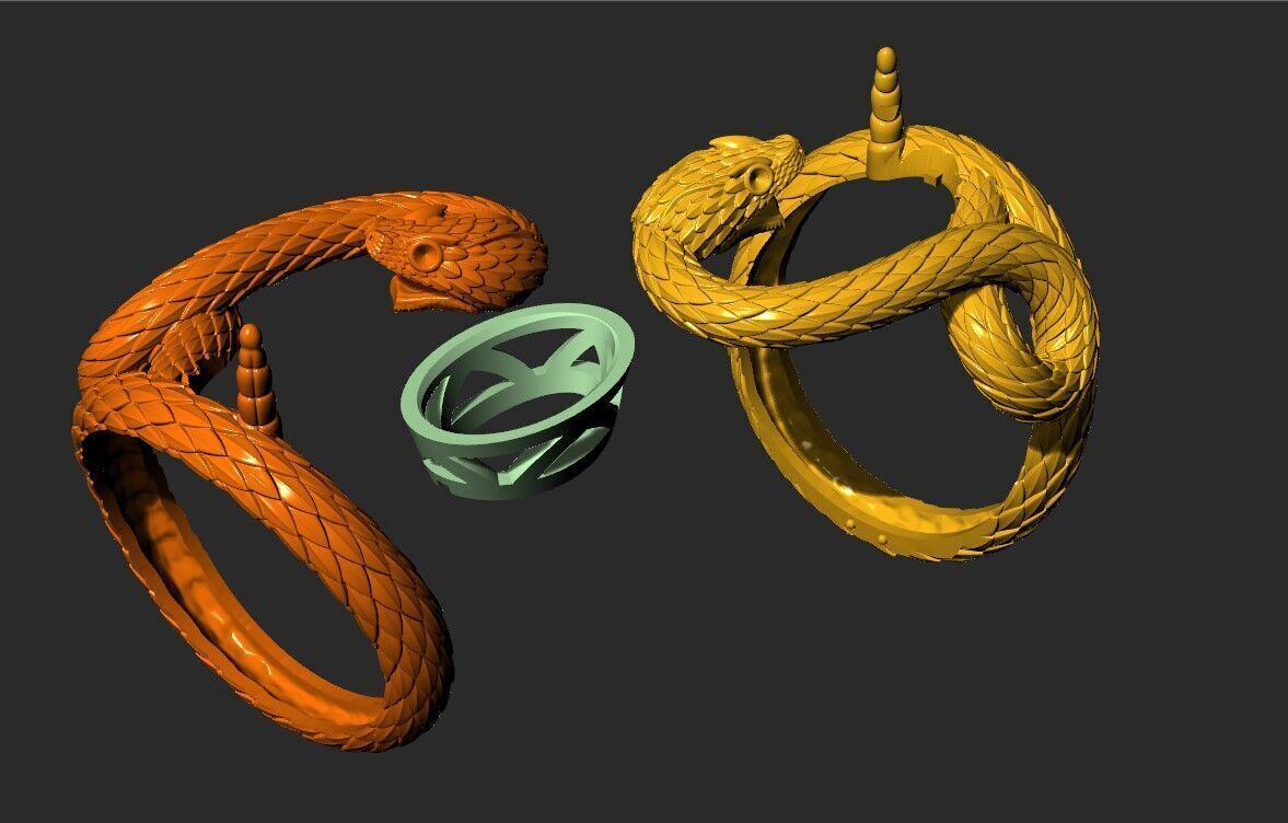 A RING WITH TWO SNAKES 3D print model_5