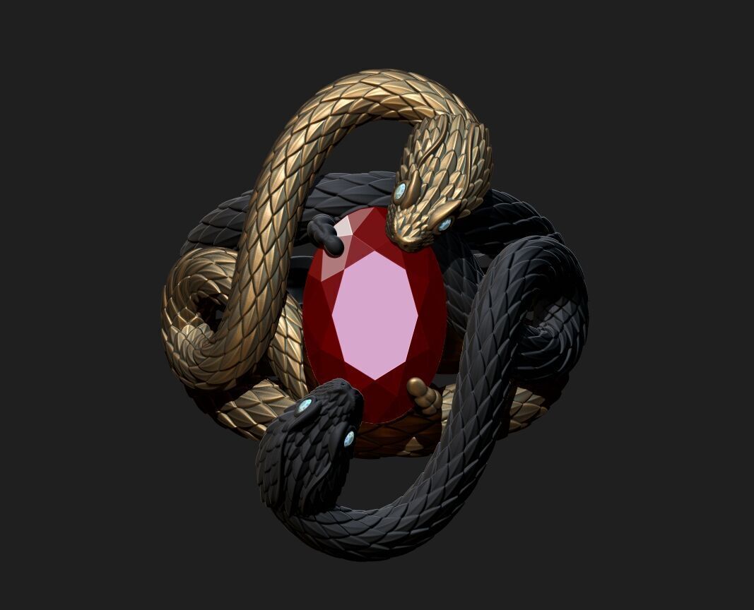 A RING WITH TWO SNAKES 3D print model_8
