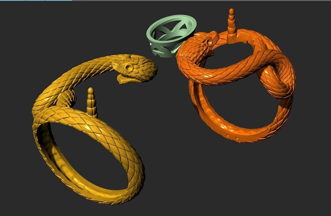 A RING WITH TWO SNAKES 3D print model_6
