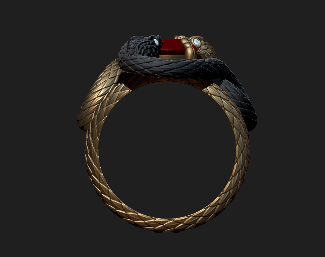 A RING WITH TWO SNAKES 3D print model_9