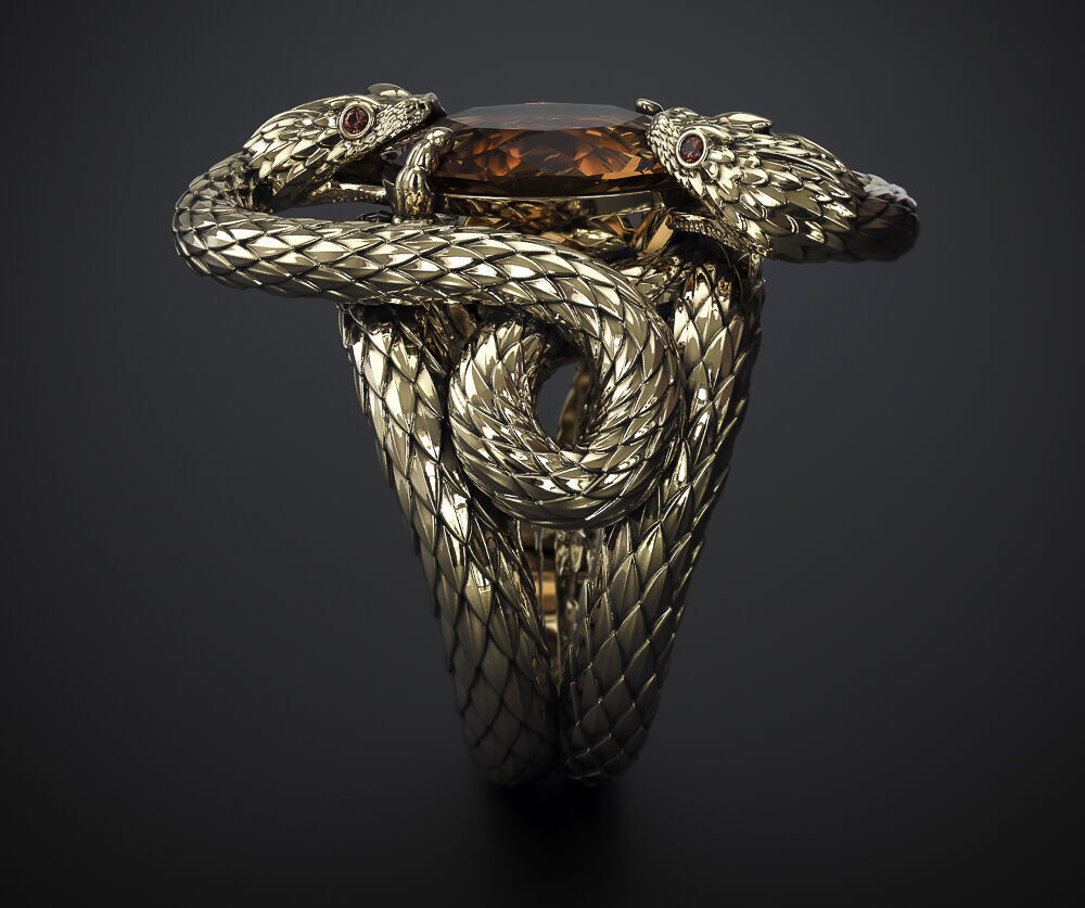A RING WITH TWO SNAKES 3D print model_2