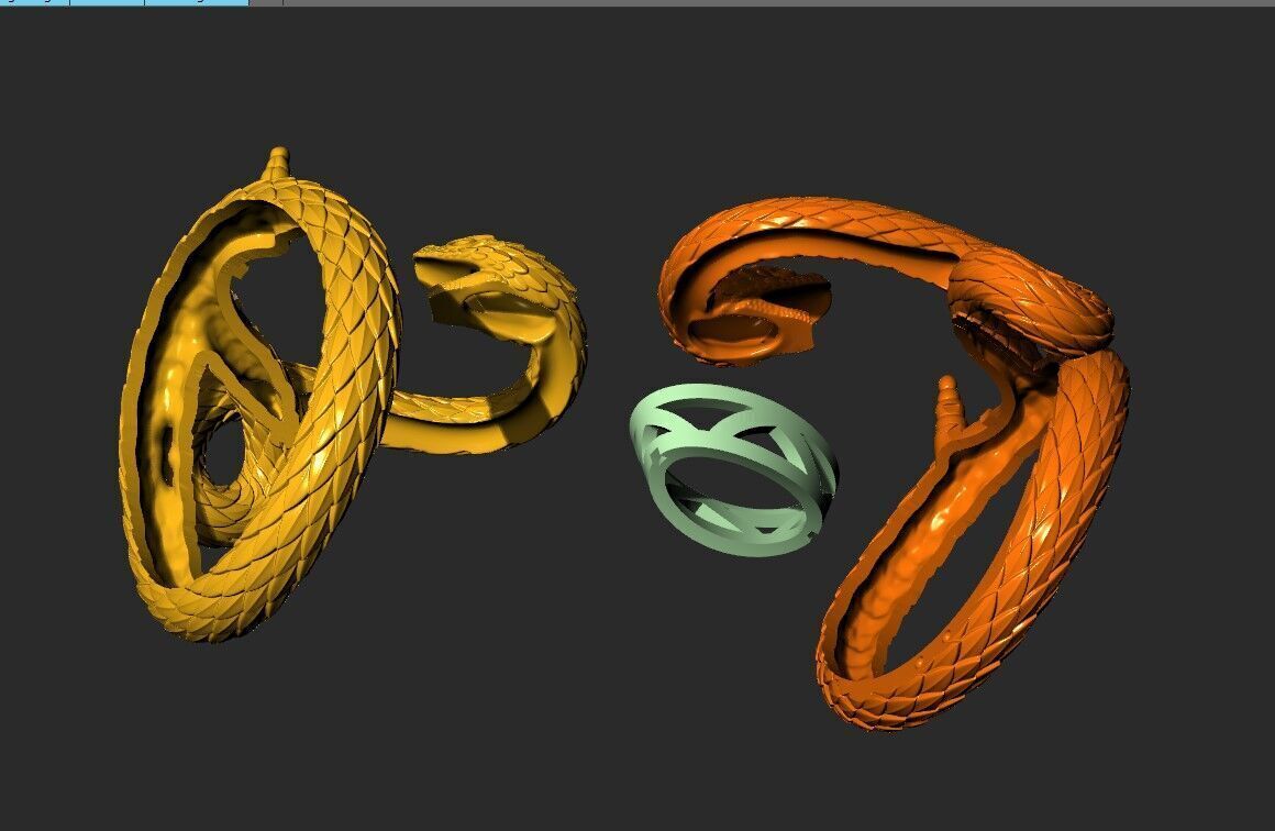 A RING WITH TWO SNAKES 3D print model_7