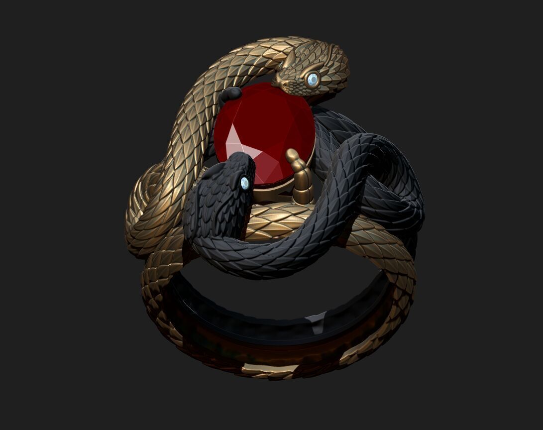 A RING WITH TWO SNAKES 3D print model_11