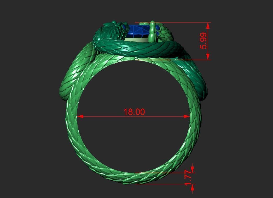 A RING WITH TWO SNAKES 3D print model_3