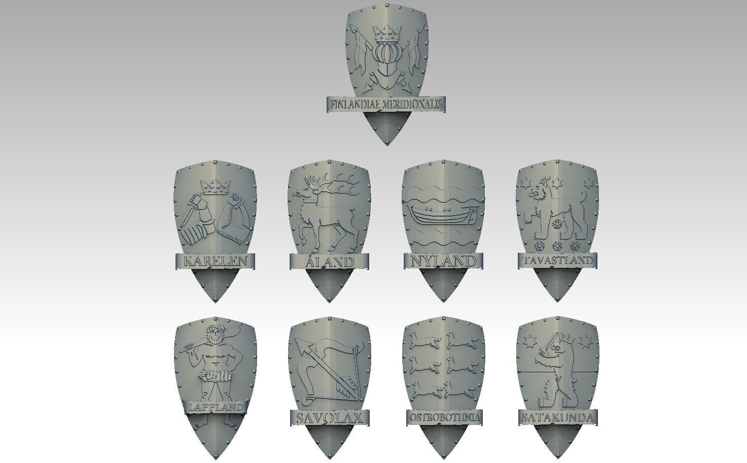 Historic Provinces of Finland Coat of Arms 3D print model_16