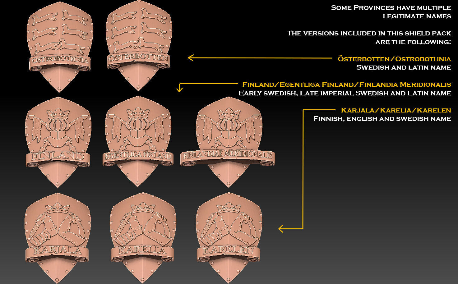 Historic Provinces of Finland Coat of Arms 3D print model_5