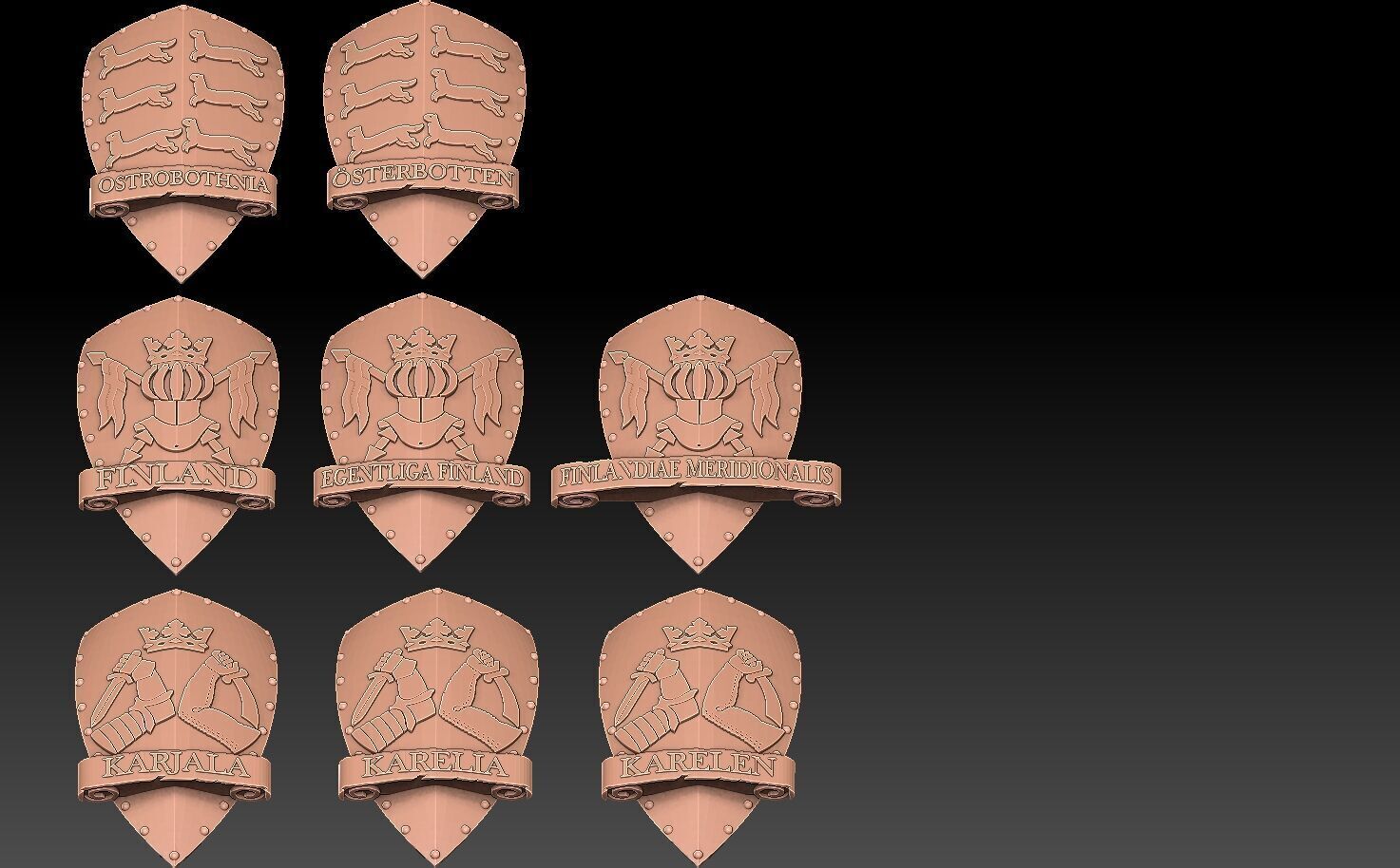 Historic Provinces of Finland Coat of Arms 3D print model_20