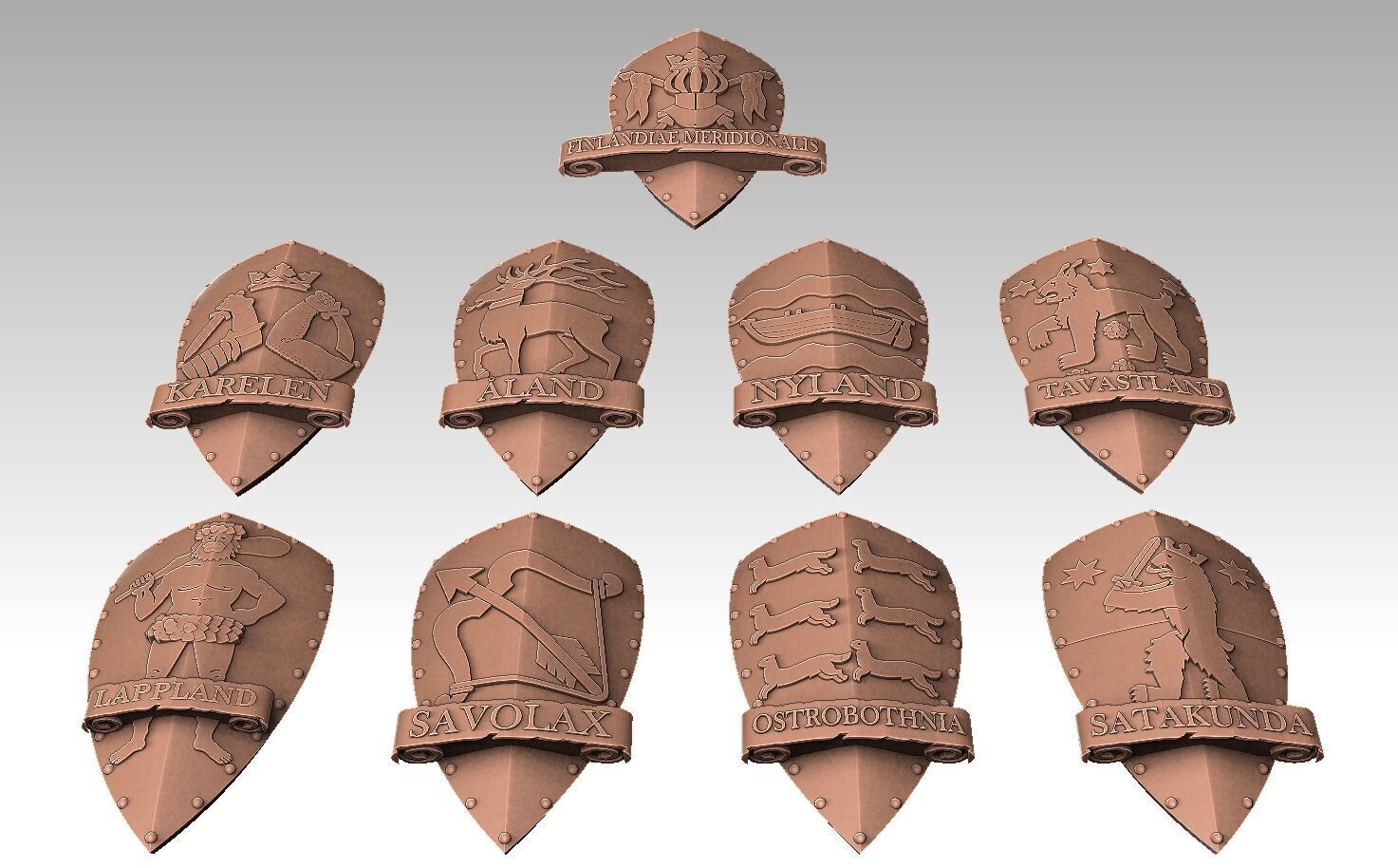 Historic Provinces of Finland Coat of Arms 3D print model_19