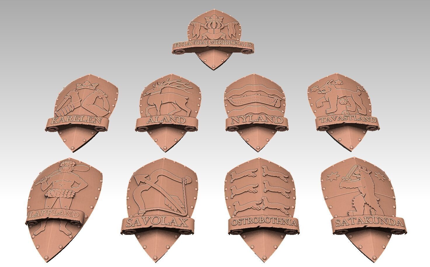 Historic Provinces of Finland Coat of Arms 3D print model_18