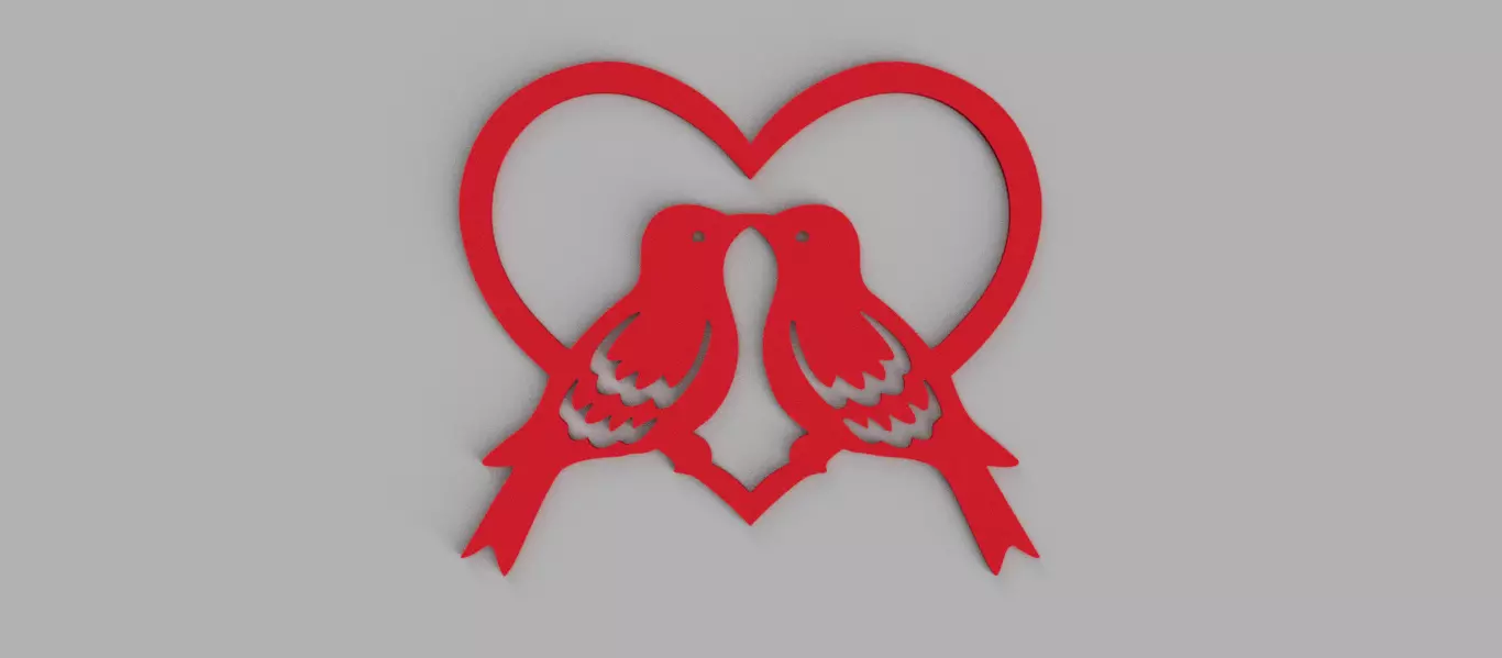 Heart Love Birds Wall Picture 3D print model_0