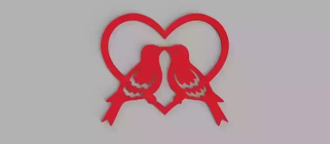 Heart Love Birds Wall Picture 3D print model