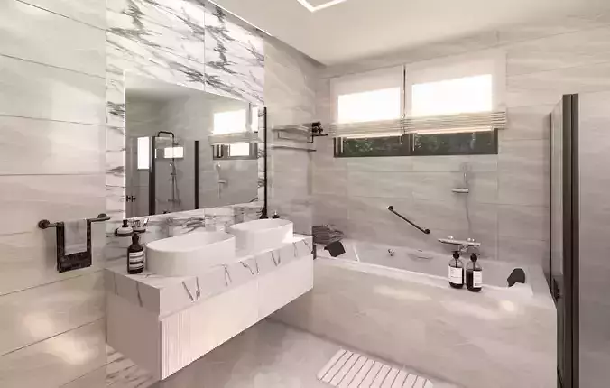 Modern Minimalist Bathroom 3D Scene - Ready to Render 3D model