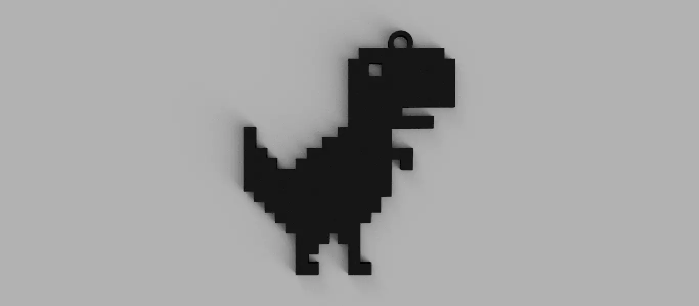 Pixelated Dinosaur Google Game Logo Keychain - Pendant - Earring 3D print model