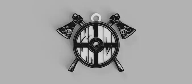 Viking Shield and Axes Logo keychain - pendant