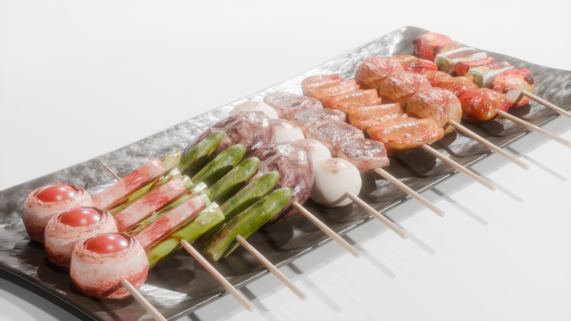 Yakitori assortment -10 types Low-poly 3D model_3
