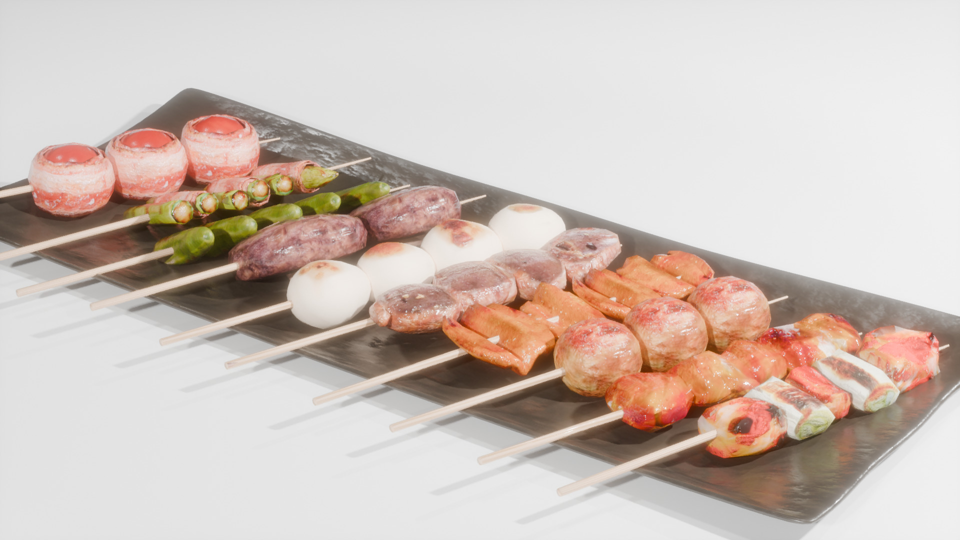Yakitori assortment -10 types Low-poly 3D model_4