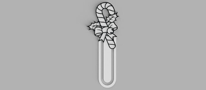 Candy Cane with Bow Christmas Bookmark 3D print model