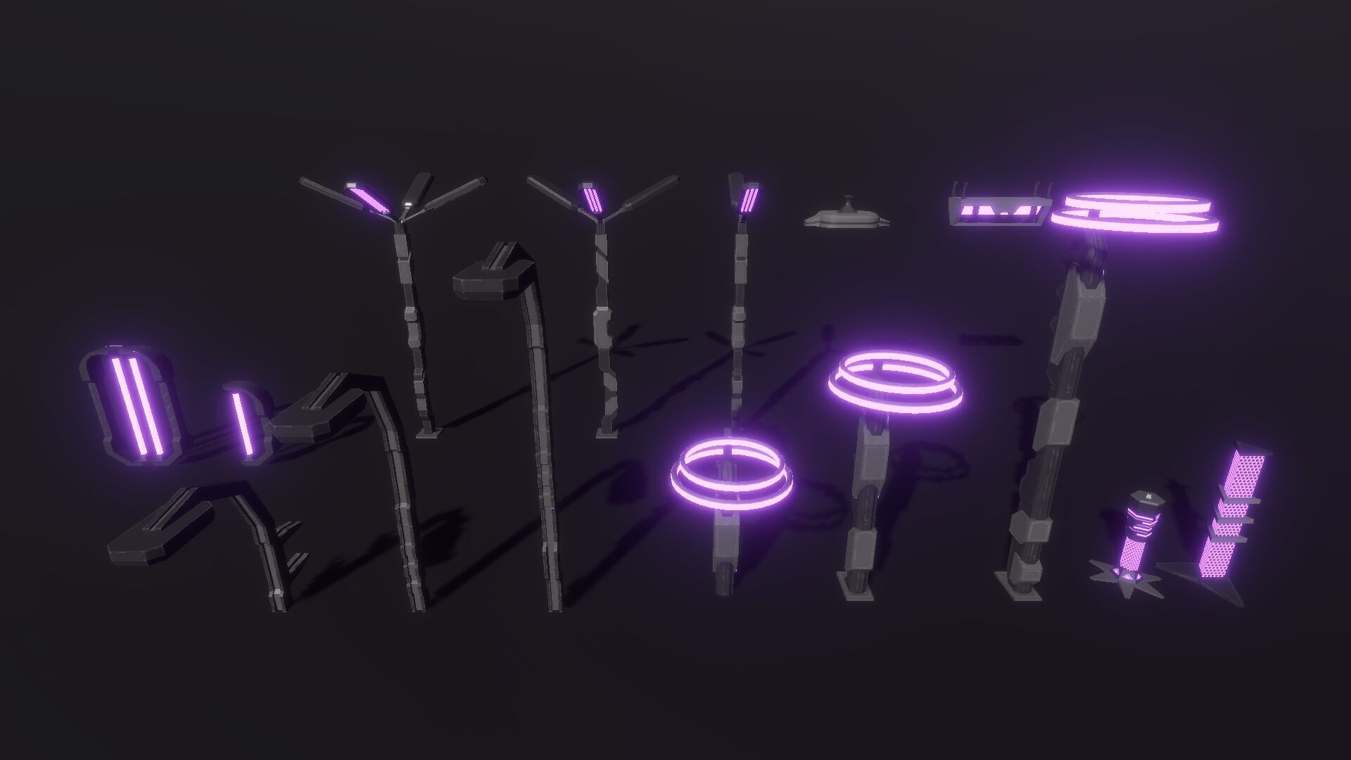 Game Ready Sci Fi Lights Pack Low-poly 3D model_9