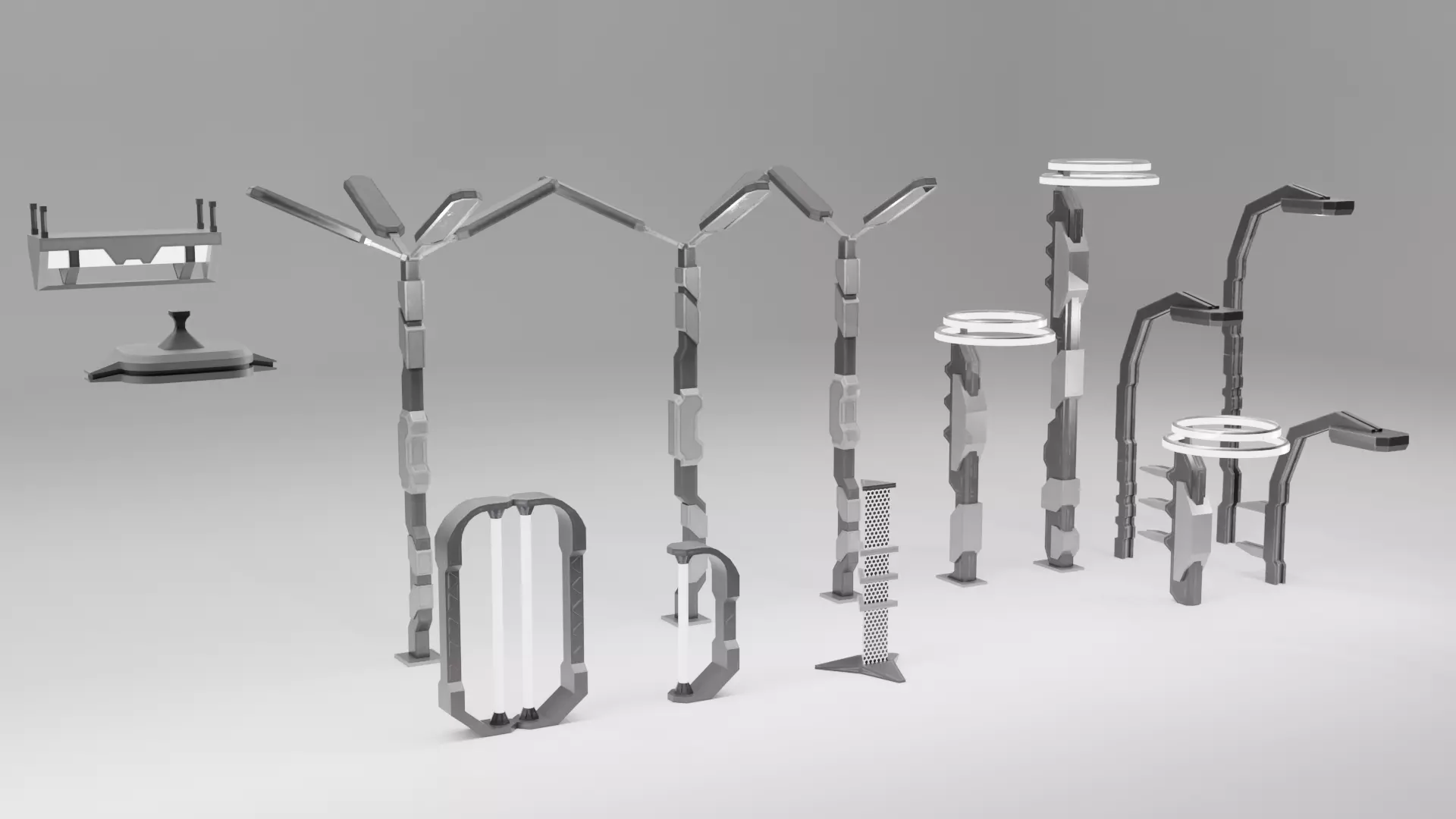 Game Ready Sci Fi Lights Pack Low-poly 3D model_0