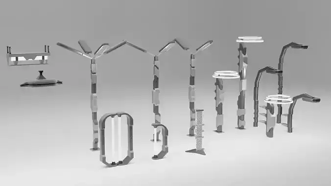 Game Ready Sci Fi Lights Pack Low-poly 3D model Game Ready Sci Fi Lights Pack Low-poly 3D model