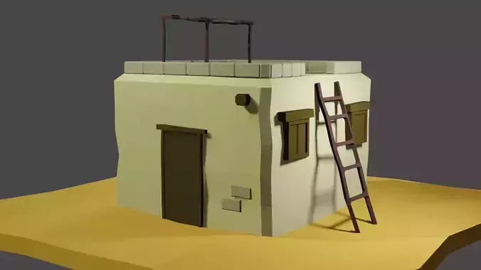 Low Poly Style Ancient Israel Home