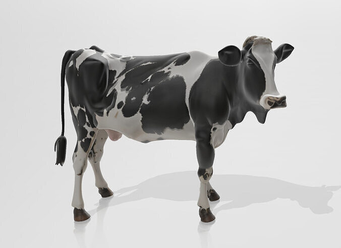 White Black Cow 3D Printable Model STL OBJ 3D print model