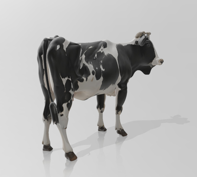 White Black Cow 3D Printable Model STL OBJ 3D print model_2