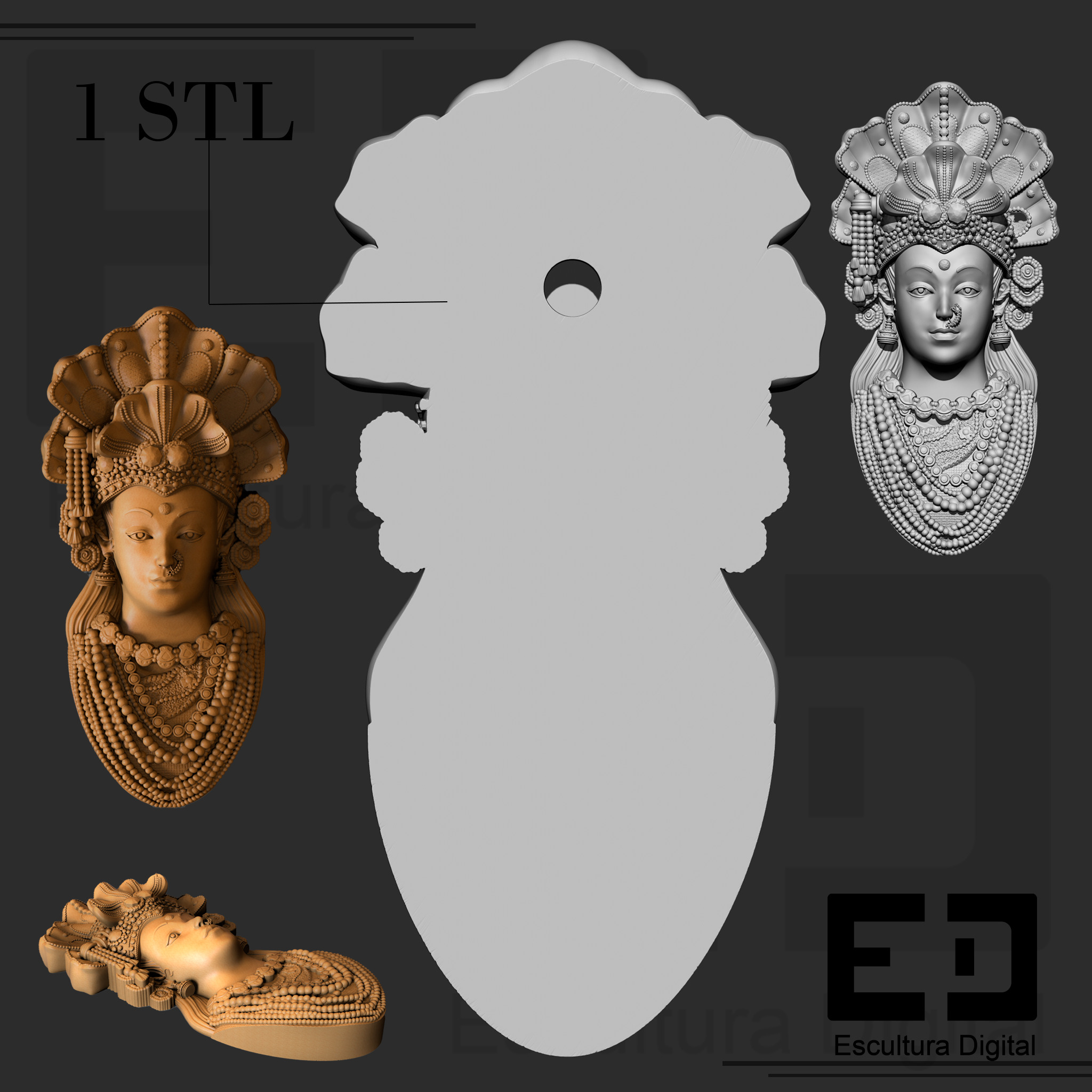 Durga - Ornamento 3D print model_4