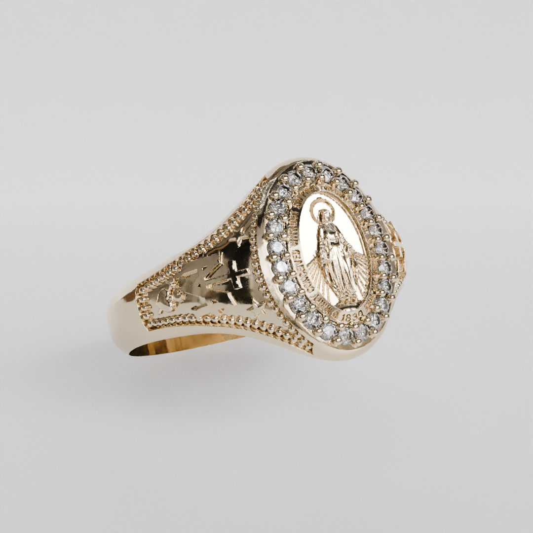 miraculous medal ring 3D print model_1