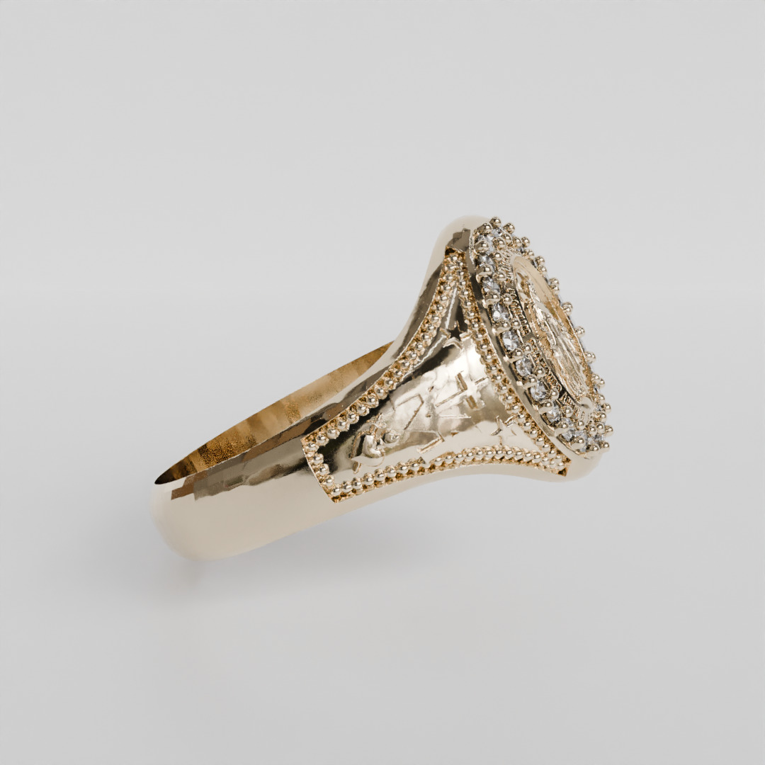 miraculous medal ring 3D print model_2