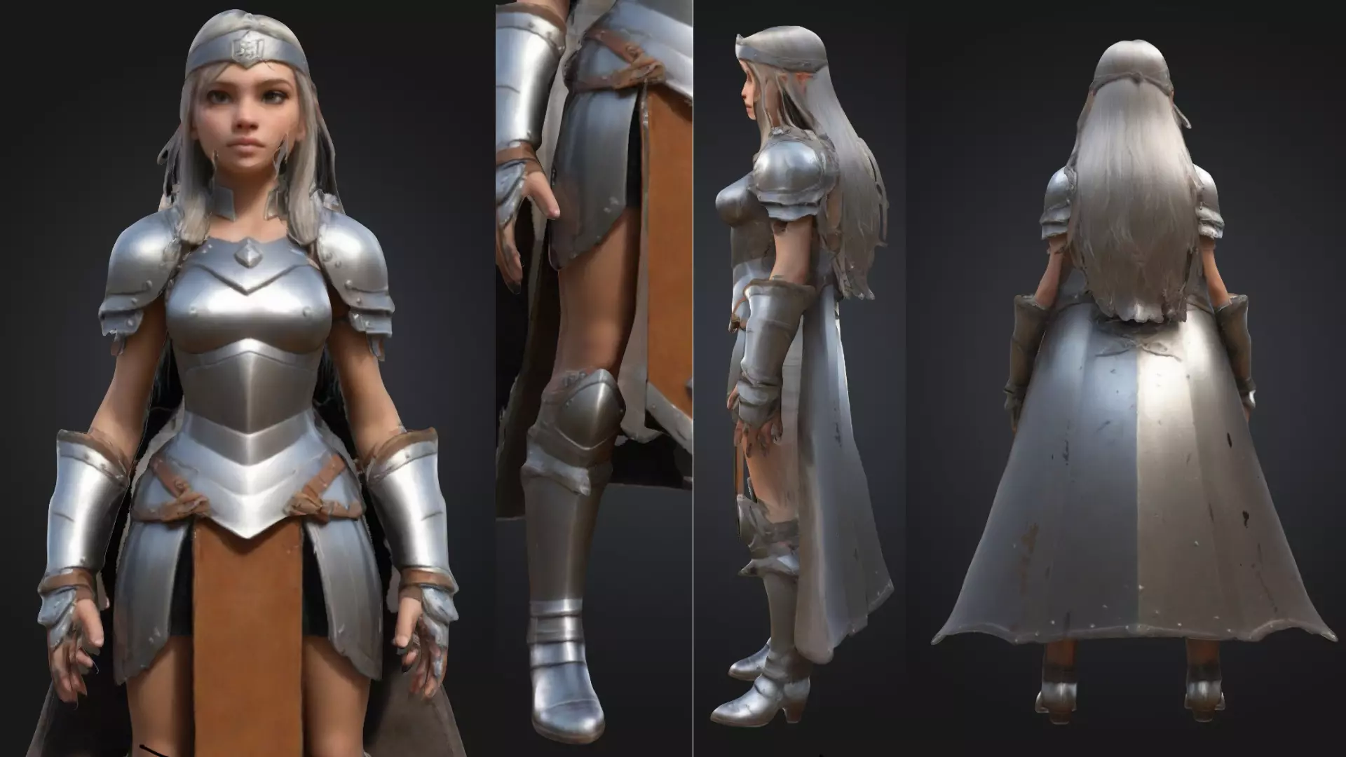 Warrior Girl cute female low poly Low-poly 3D model