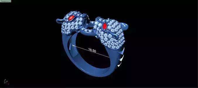 Ring shaped like two leopards