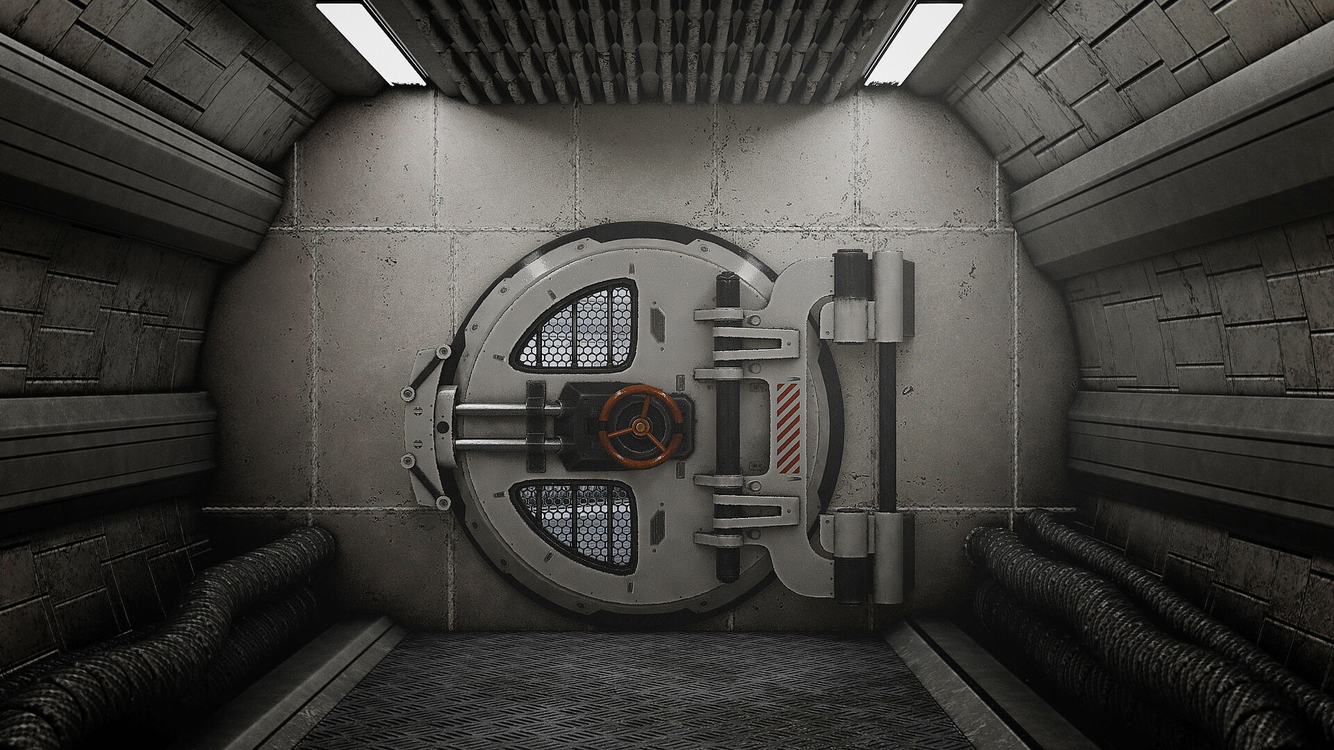 SciFi Bunker Door Low-poly 3D model_2