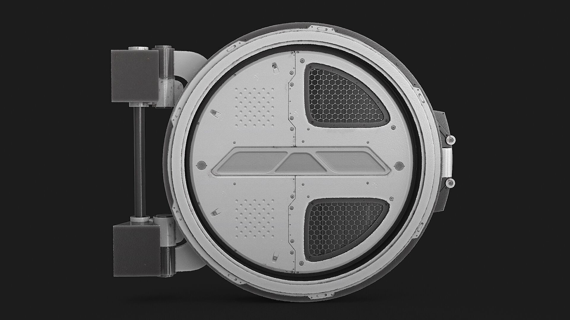 SciFi Bunker Door Low-poly 3D model_16