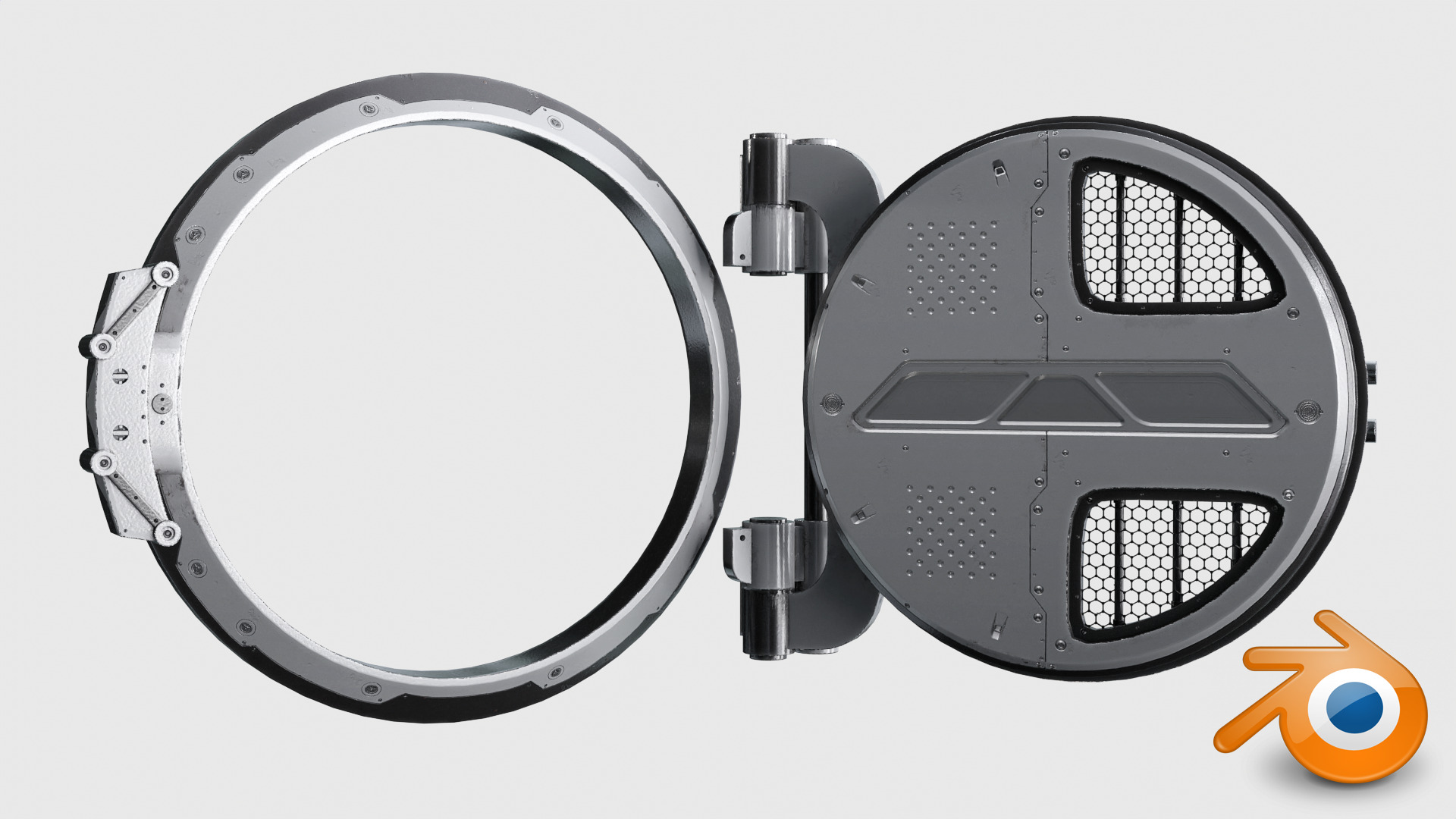 SciFi Bunker Door Low-poly 3D model_11