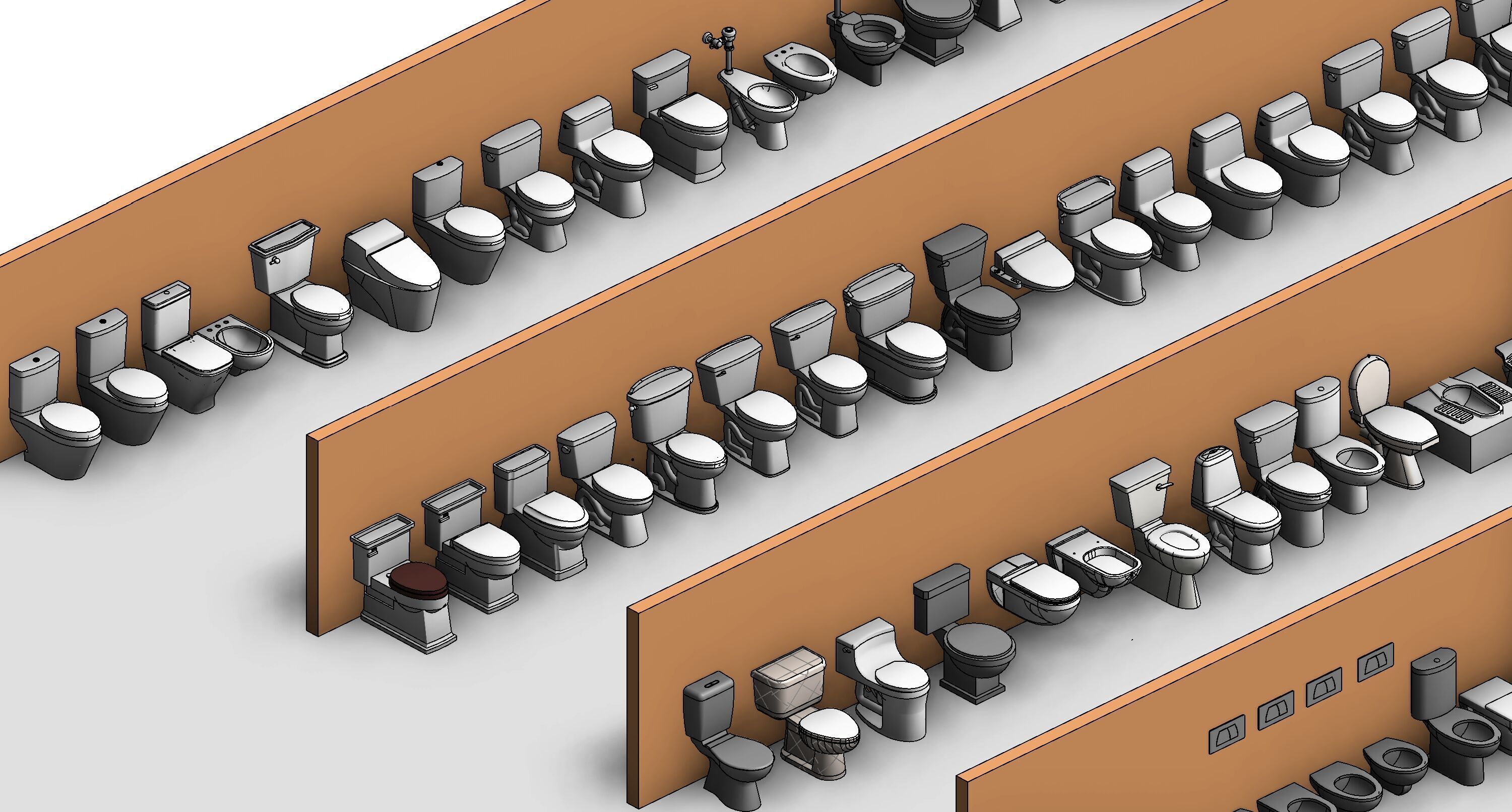 Bathroom Washroom Revit Family Parameter 3D Model 3D model_30