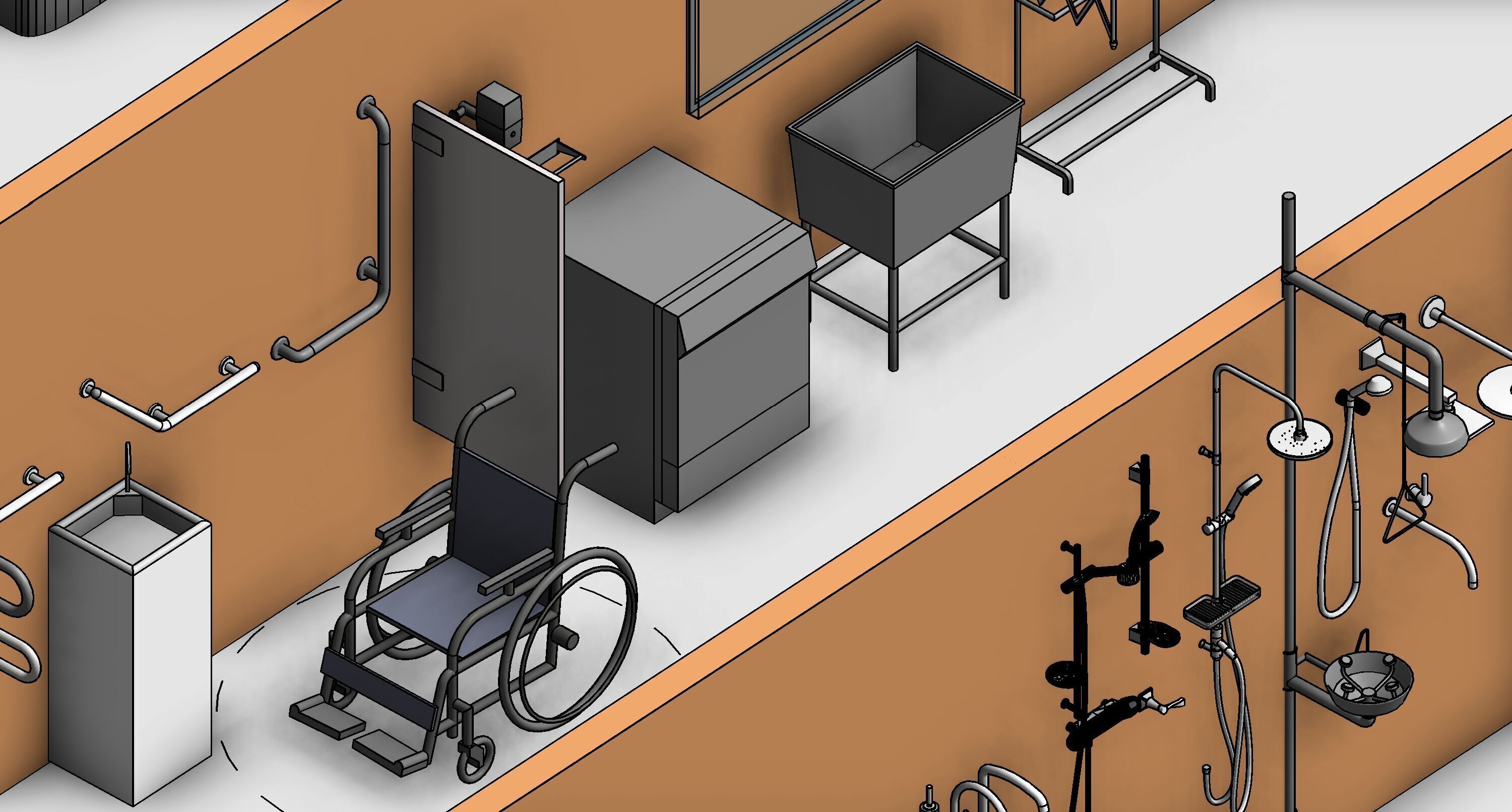 Bathroom Washroom Revit Family Parameter 3D Model 3D model_8