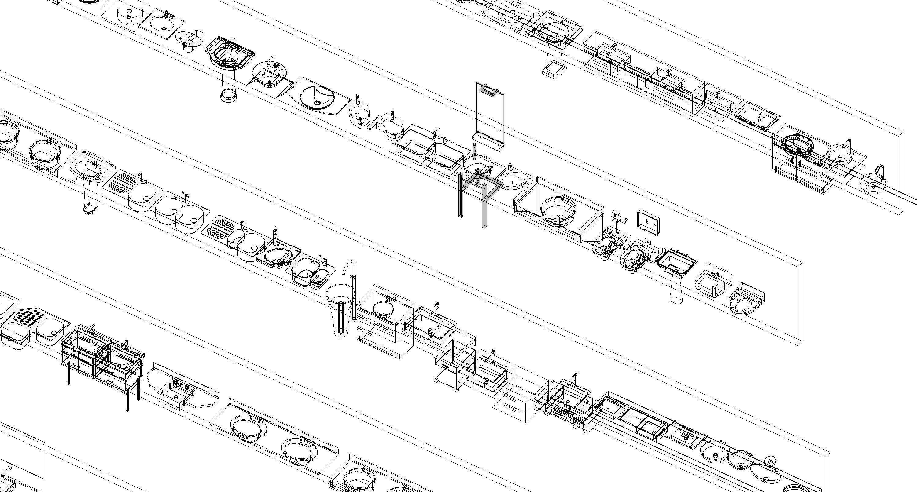Bathroom Washroom Revit Family Parameter 3D Model 3D model_48