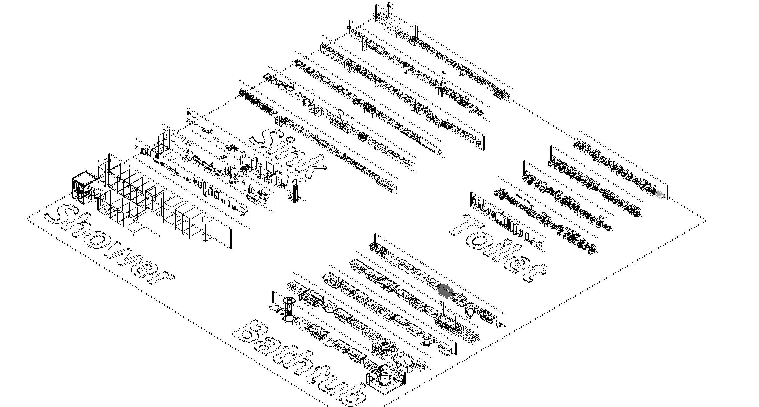 Bathroom Washroom Revit Family Parameter 3D Model 3D model_56