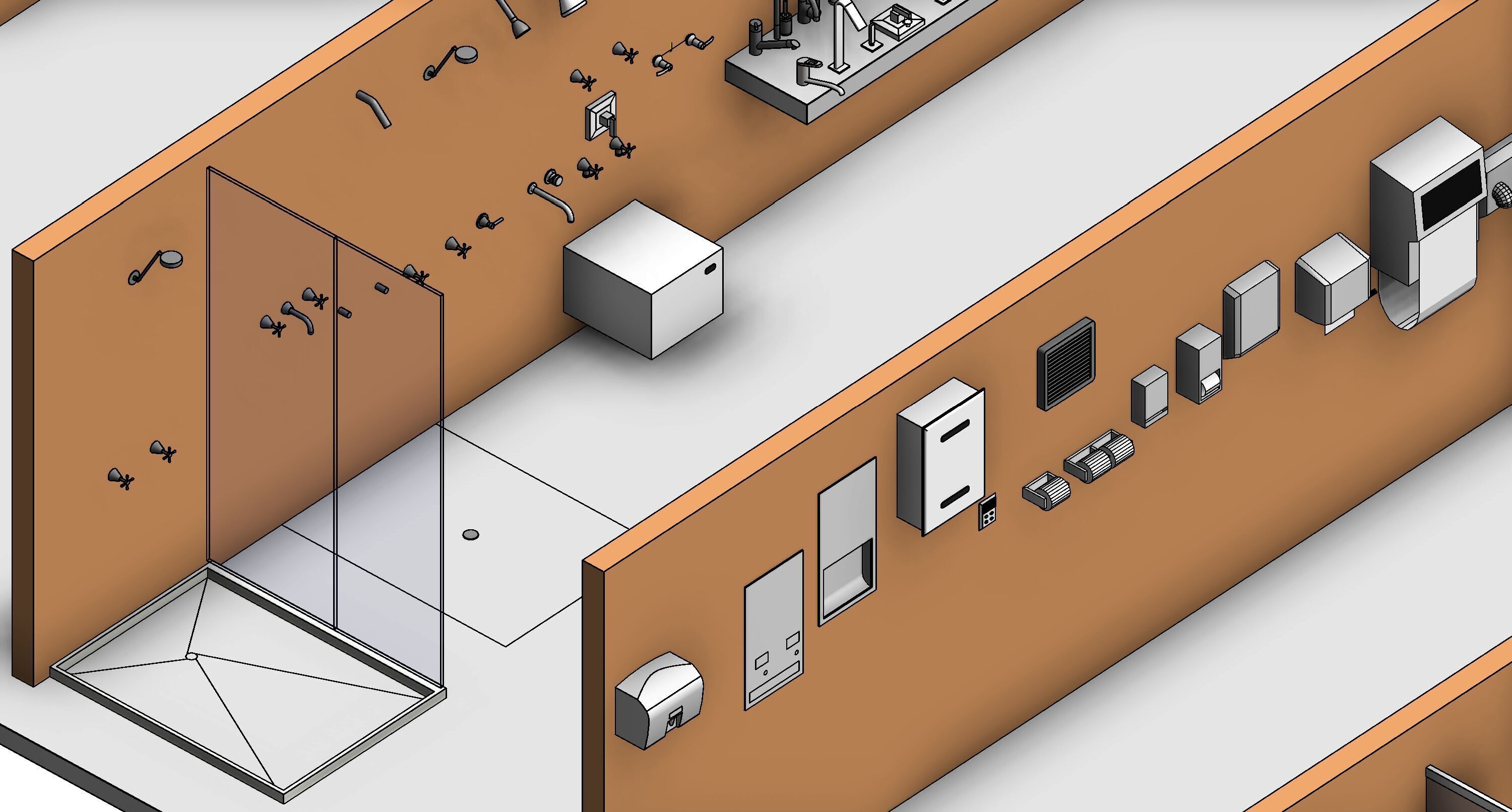 Bathroom Washroom Revit Family Parameter 3D Model 3D model_11