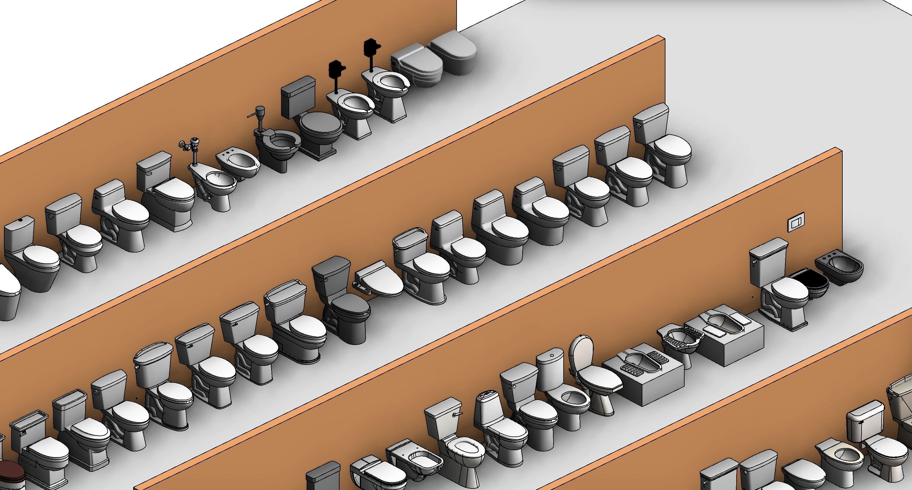 Bathroom Washroom Revit Family Parameter 3D Model 3D model_31