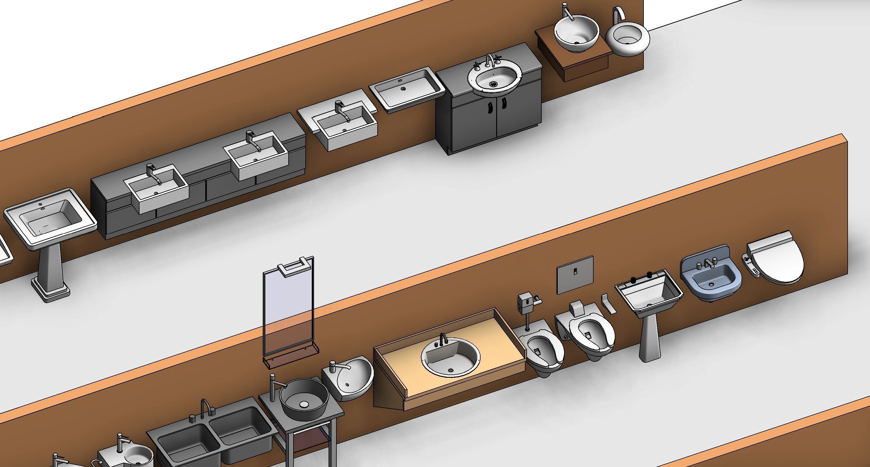 Bathroom Washroom Revit Family Parameter 3D Model 3D model_22